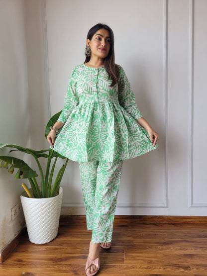 Traditional Bagru Print Cotton Kurti Palazzo Set
