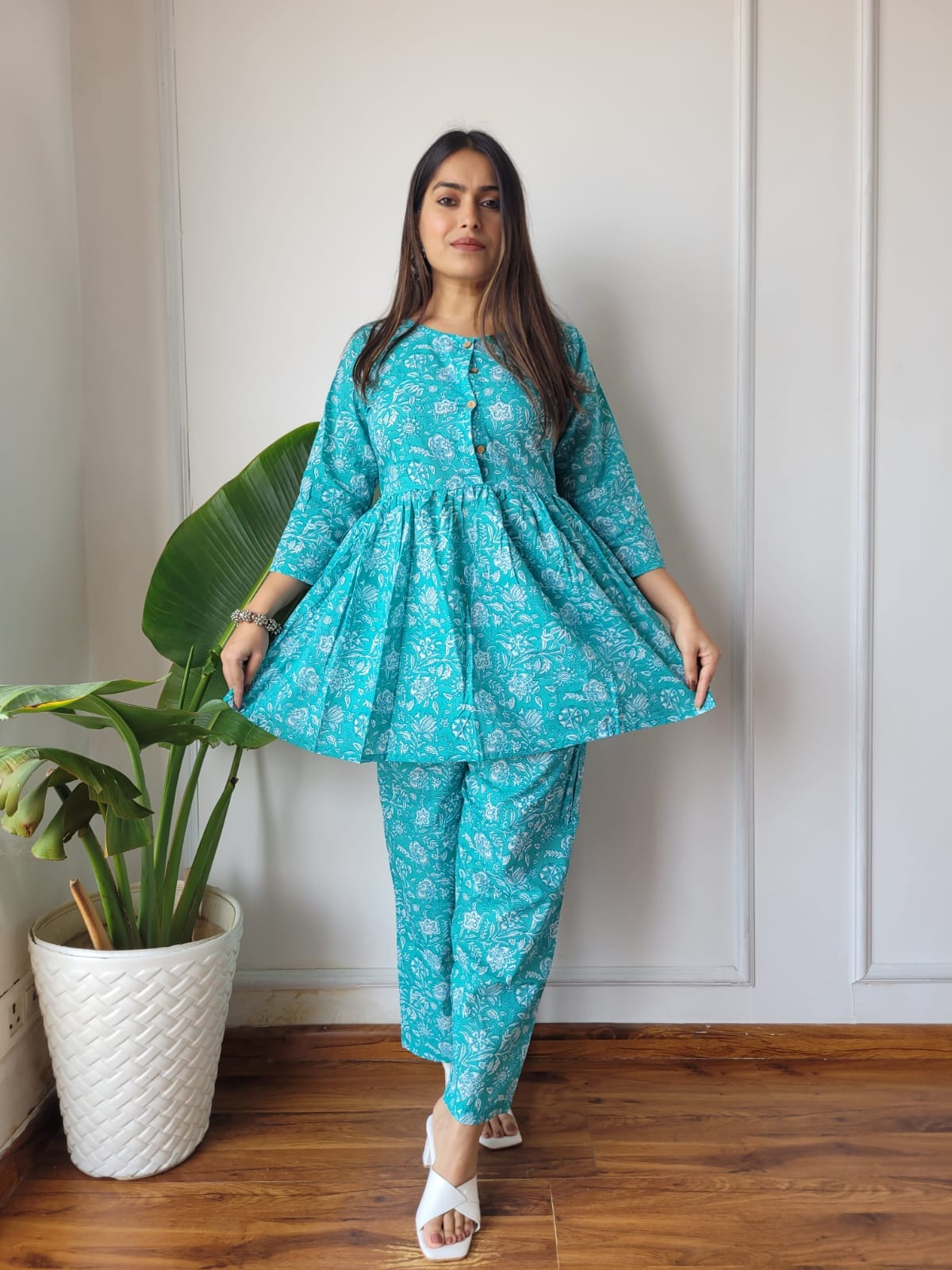 Traditional Bagru Print Cotton Kurti Palazzo Set