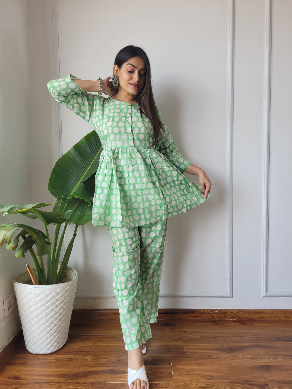 Traditional Bagru Print Cotton Kurti Palazzo Set