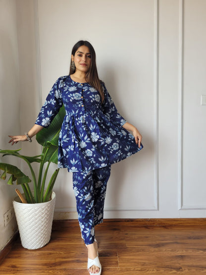 Traditional Bagru Print Cotton Kurti Palazzo Set