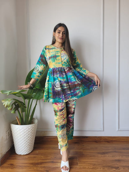 Traditional Bagru Print Cotton Kurti Palazzo Set
