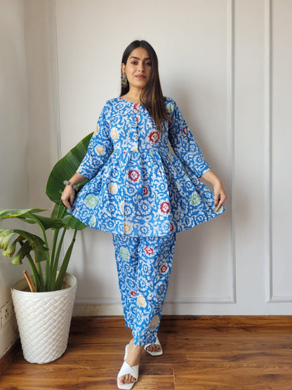 Traditional Bagru Print Cotton Kurti Palazzo Set